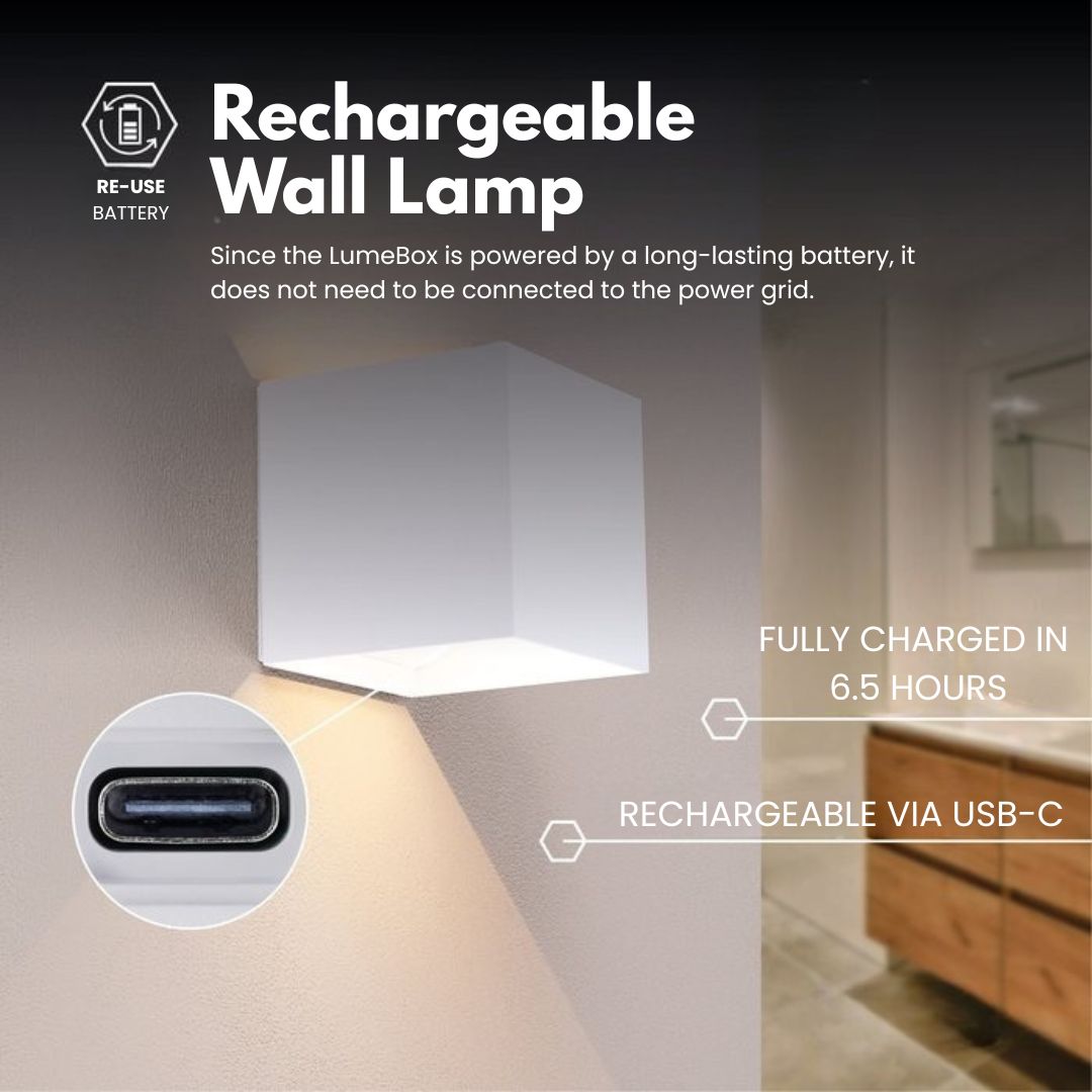 Battery Powered Wall Sconce | Modern Wireless Wall Lamp with Motion Sensor | LumeBox