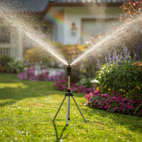Lawn Sprinkler | 360 Degree Water Sprinkler for Garden | Tripod Grass Waterer | Rainspire
