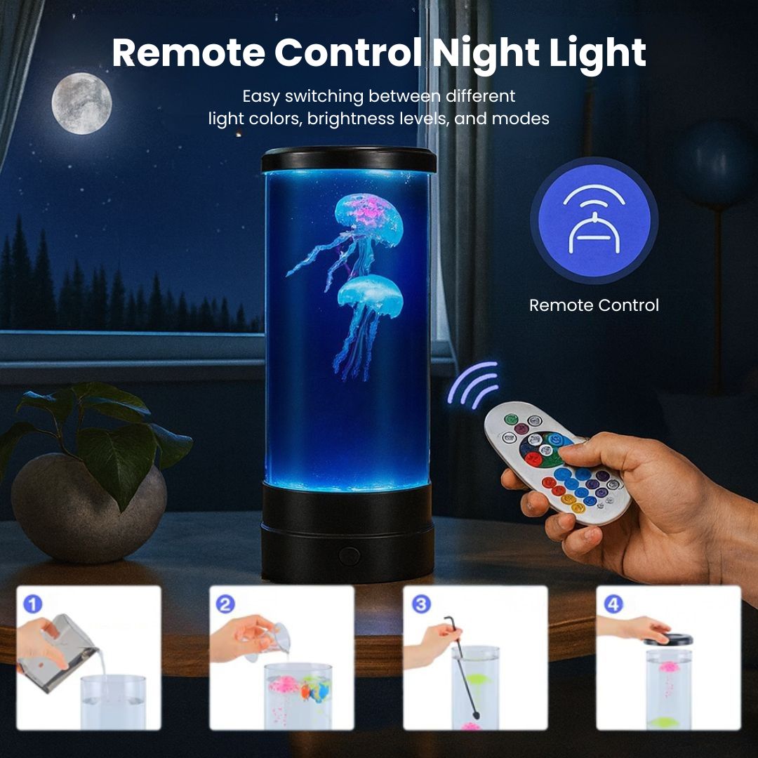 LED Night Light Jellyfish Lamp | Bedroom Bedside Lamp | Aquella