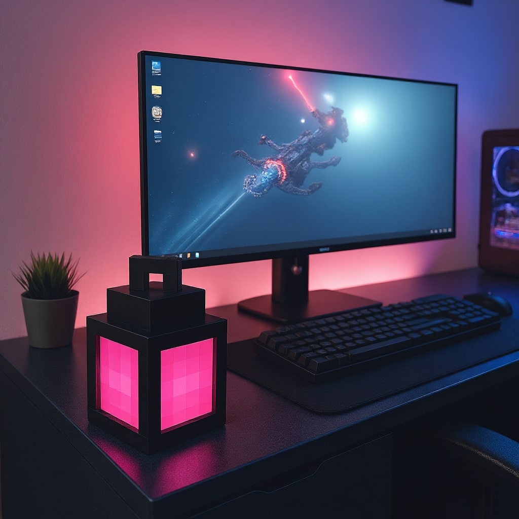 Minecraft Lamp | Wireless Table and Desk Lamp | RGB Night Light | RetroGlow