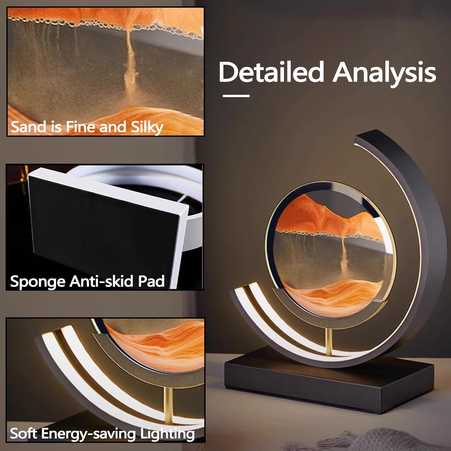 Modern Table Light | Art Deco Sand Lamp | Sand Art Display | MesaLight