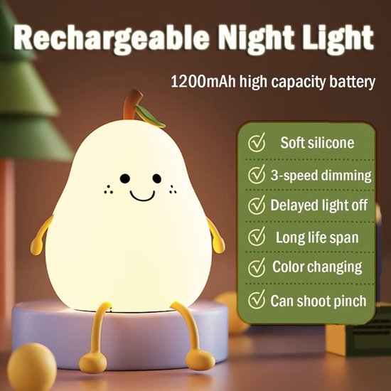 Night Light for Kids | Silicone Nursery Night Light | CozyPear