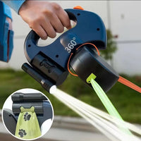 Retractable Double Dog Leash with Poop Bag Holder & Light | PawLink