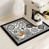 Retro Tile Kitchen Mat | Highly Absorbent Coffee Mat | TileCharm