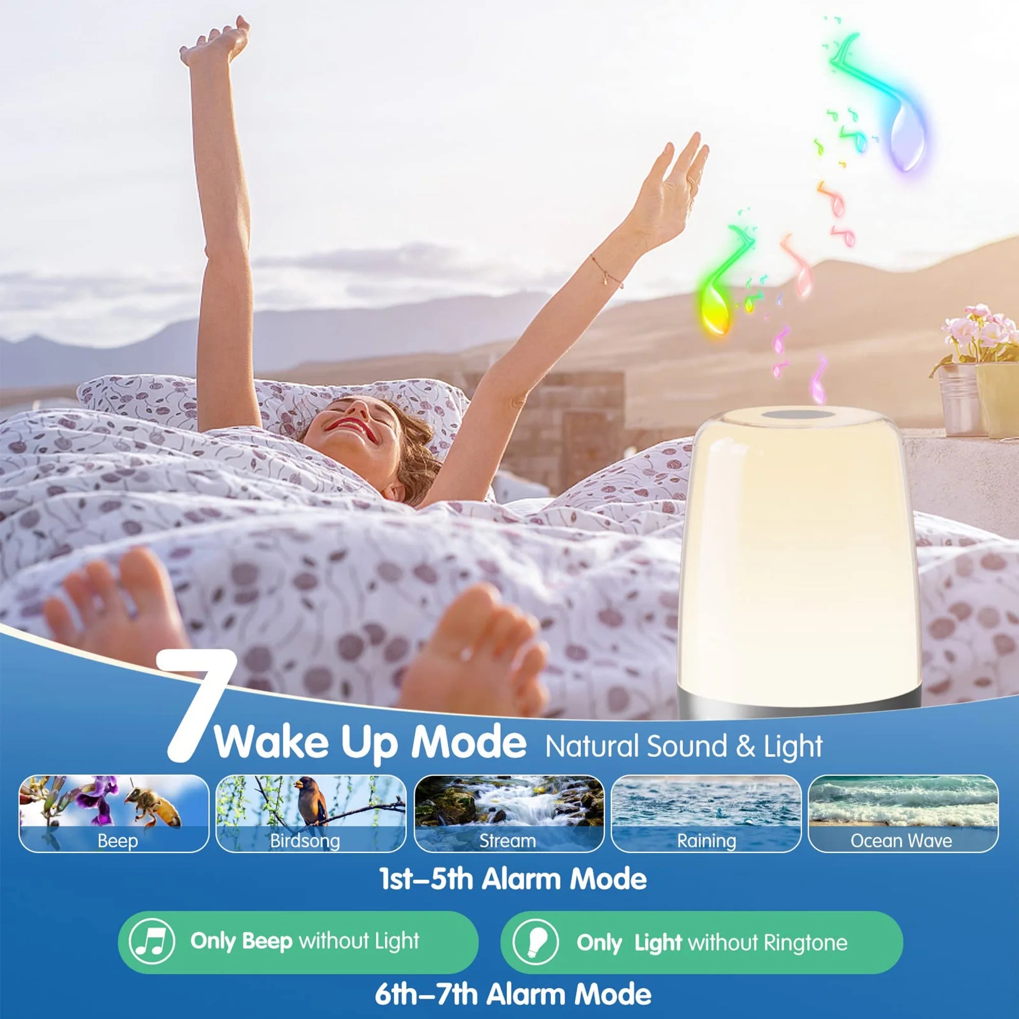 Sunrise Lamp Alarm Clock | Wake Up Light for Restful Mornings | MorningGlow