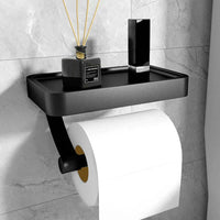 Toilet Paper Holder | Wall Mounted Toilet Roll Holder with Shelf | RollRack